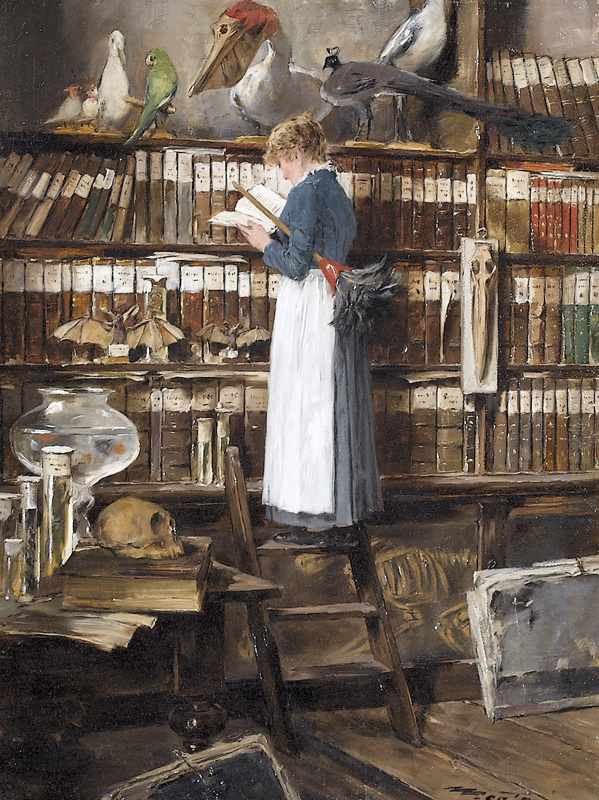 Maid Reading in a Library